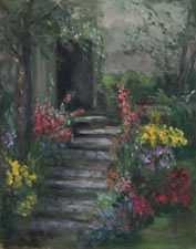 steps lined with flowers